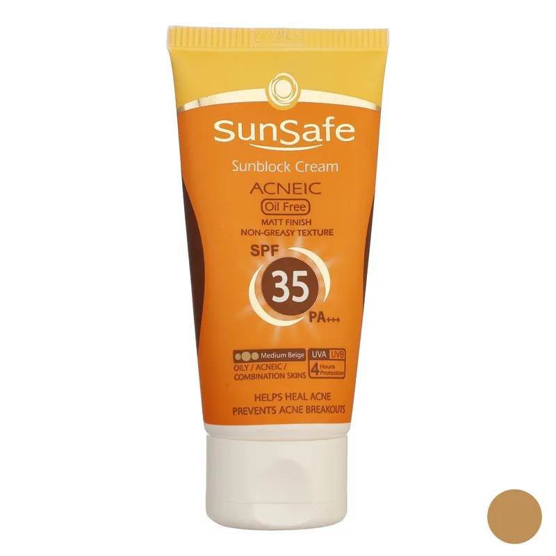 کرم ضد آفتاب رنگی پوست چرب و جوش دار SPF35 سان سیف