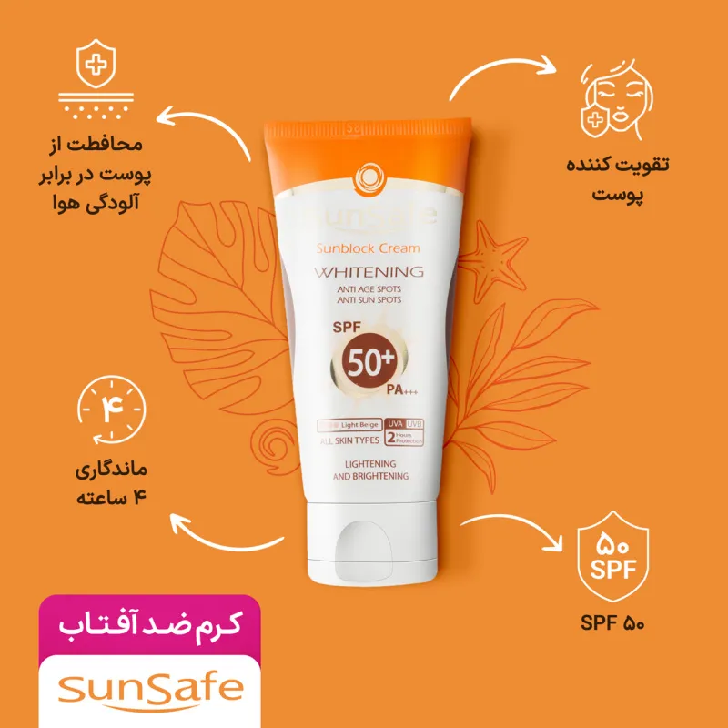 کرم ضد آفتاب روشن کننده پوست SPF50 سان سیف