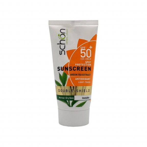 کرم ضد آفتاب دابل شیلد SPF 50 شون مناسب پوست نرمال تا خشک حجم 50 میلی لیتر - بی رنگ