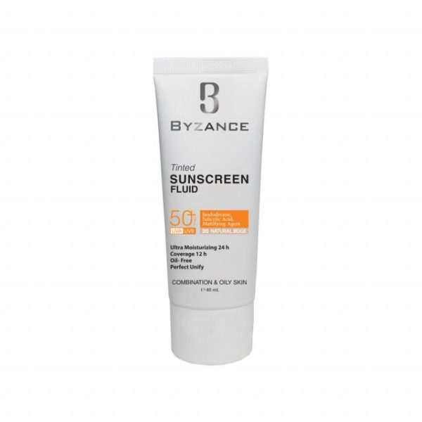 فلوئید ضد آفتاب فاقد چربی SPF 50 بیزانس مناسب پوست های چرب و مختلط حجم 40 میلی لیتر - بژ طبیعی شماره 20