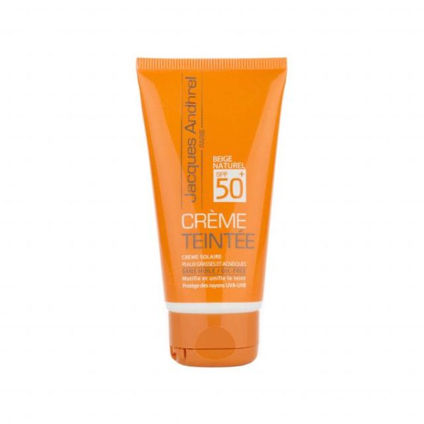 کرم ضد آفتاب فاقد چربی SPF 50 ژاک آندرل مناسب پوست چرب و مستعد آکنه حجم 50 میلی لیتر - بژ طبیعی