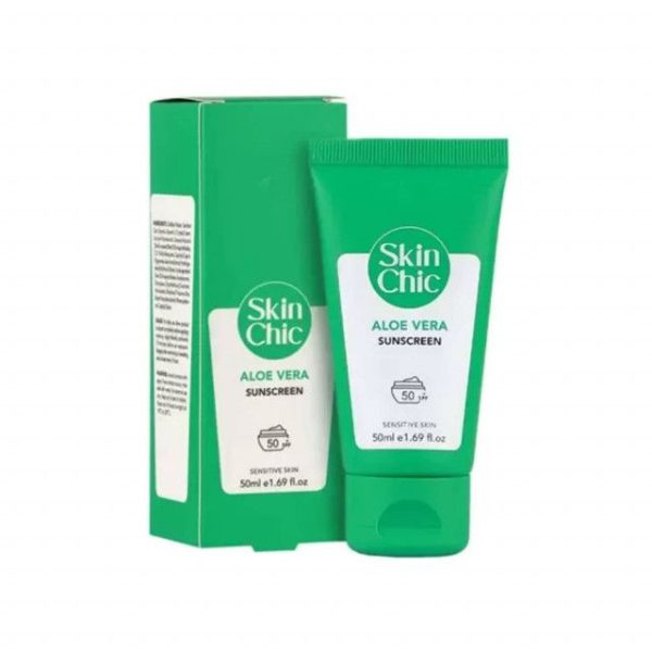 کرم ضد آفتاب SPF 50 اسکین شیک حاوی عصاره آلوئه ورا حجم 50 میلی لیتر - بی رنگ