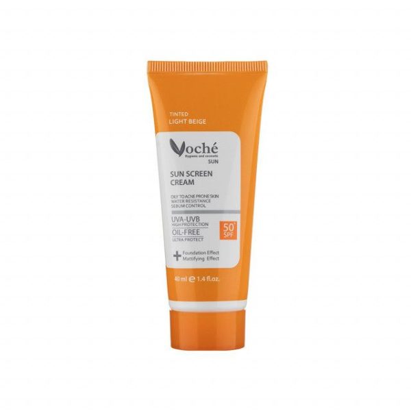کرم ضد آفتاب وچه SPF50 مناسب پوست های چرب و مستعد آکنه حجم 40 میلی لیتر - بژ روشن