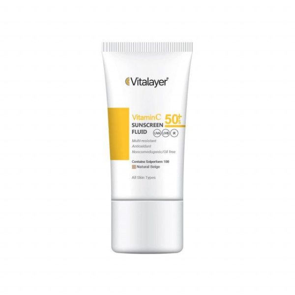 فلوئید ضد آفتاب SPF 50 ویتالیر مدل Vitamin C حجم 50 میلی لیتر - بژ طبیعی