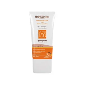 کرم ضد آفتاب فاقد چربی 2In1 هیدرودرم SPF50 حجم 40 میلی لیتر - بژ روشن