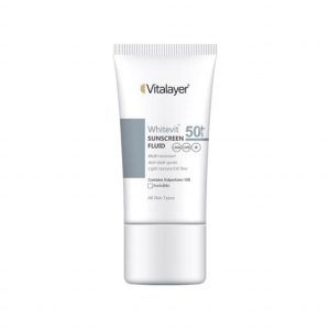 فلوئید ضد آفتاب SPF 50 ویتالیر مدل Whitevit مناسب انواع پوست کدر و دارای لک حجم 50 میلی لیتر - بی رنگ