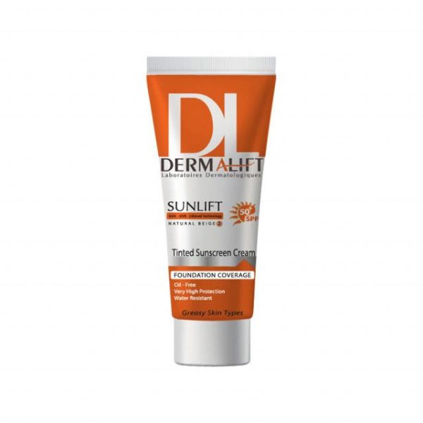 کرم ضد آفتاب SPF50 درمالیفت مناسب پوست چرب شماره 2 حجم 40 میلی لیتر - بژ طبیعی