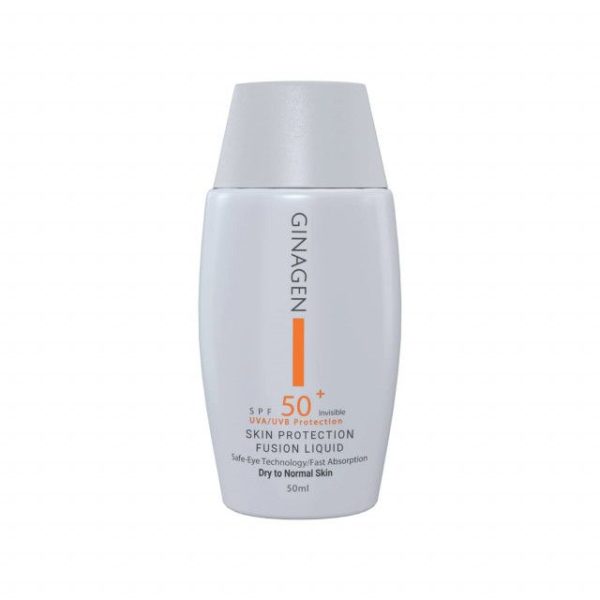 ضد آفتاب فیوژن واتر بی رنگ SPF 50 ژیناژن مناسب پوست خشک و نرمال حجم 50 میلی لیتر