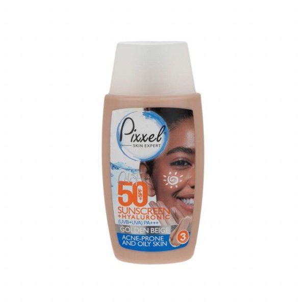 کرم ضد آفتاب پیکسل SPF 50 مناسب پوست های چرب، جوش دار و مختلط حجم 50 میلی لیتر - بژ طلایی