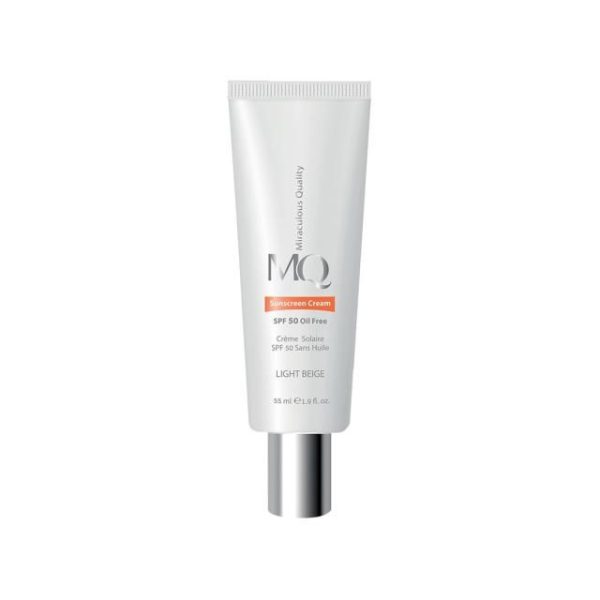 کرم ضد آفتاب فاقد چربی SPF 50 ام کیو حجم 55 میلی لیتر - بژ روشن
