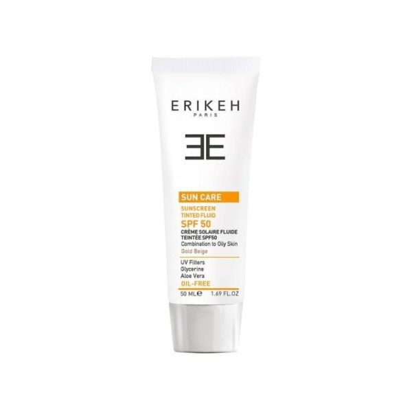فلوئید ضد آفتاب رنگی اریکه SPF 50 مناسب پوست های مختلط تا چرب حجم 50 میلی لیتر - بژ طلایی
