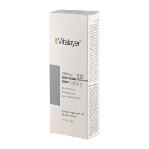 فلوئید ضد آفتاب Whitevit بژ طبیعی ویتالیر مناسب پوست تیره و لک دار 50 میلی