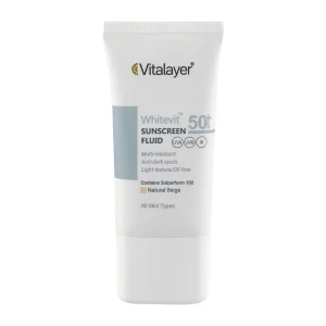 فلوئید ضد آفتاب Whitevit بژ طبیعی ویتالیر مناسب پوست تیره و لک دار 50 میلی